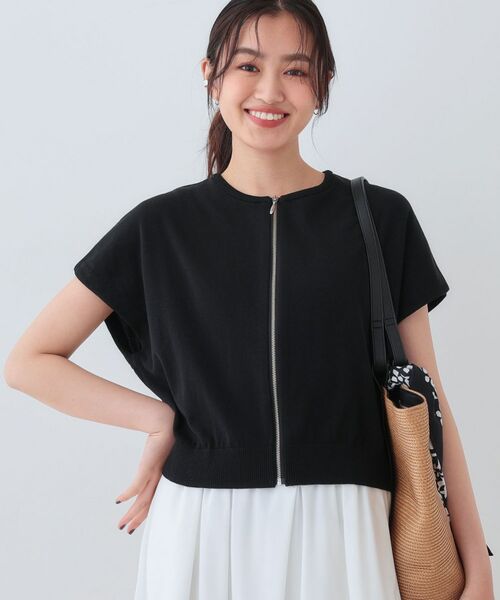 INDIVI / インディヴィ ニット・セーター | 【洗える】ブルゾン風ジップニットベスト(ブラック(019))