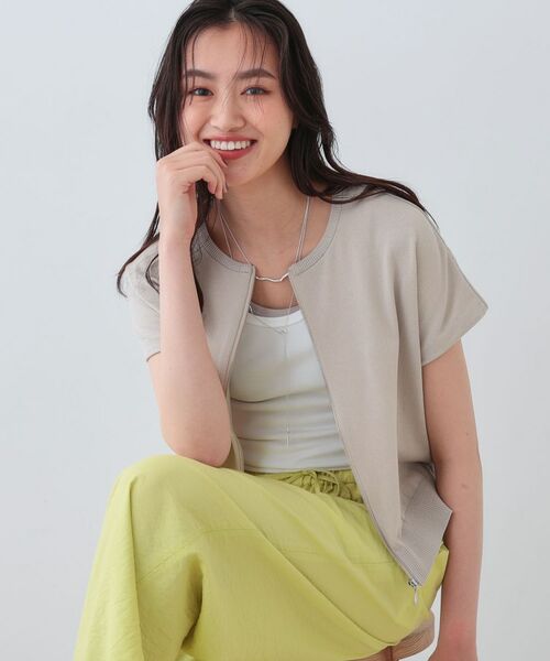 INDIVI / インディヴィ ニット・セーター | 【洗える】ブルゾン風ジップニットベスト(グレージュ(050))