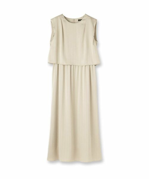 INDIVI / インディヴィ ミニ丈・ひざ丈ワンピース | 【洗える/UVケア/セット見え】ストライプ柄サテンワンピース | 詳細1