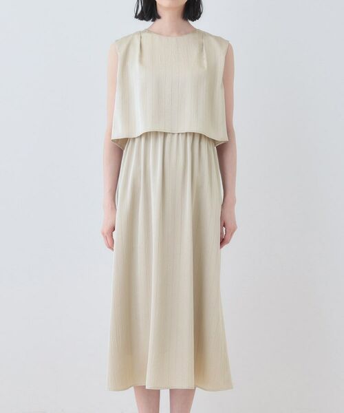 INDIVI / インディヴィ ミニ丈・ひざ丈ワンピース | 【洗える/UVケア/セット見え】ストライプ柄サテンワンピース | 詳細10