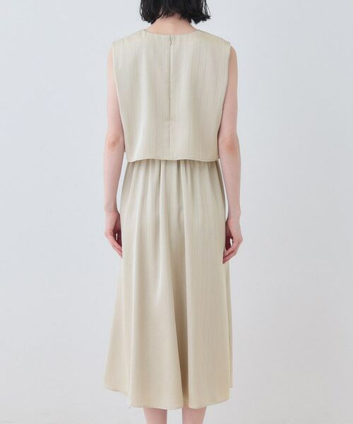 INDIVI / インディヴィ ミニ丈・ひざ丈ワンピース | 【洗える/UVケア/セット見え】ストライプ柄サテンワンピース | 詳細12