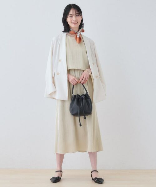 INDIVI / インディヴィ ミニ丈・ひざ丈ワンピース | 【洗える/UVケア/セット見え】ストライプ柄サテンワンピース | 詳細4