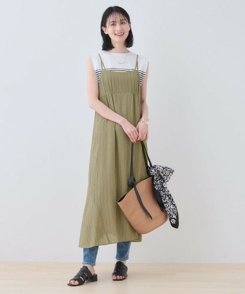 INDIVI / インディヴィ ワンピース | 【洗える/凹凸素材】シャーリング調素材キャミワンピース | 詳細11