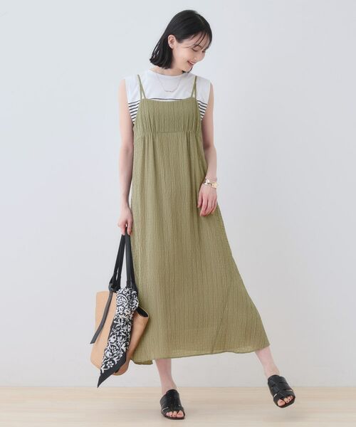 INDIVI / インディヴィ ワンピース | 【洗える/凹凸素材】シャーリング調素材キャミワンピース | 詳細12