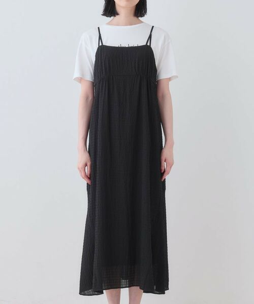 INDIVI / インディヴィ ワンピース | 【洗える/凹凸素材】シャーリング調素材キャミワンピース | 詳細14