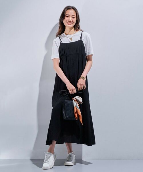 INDIVI / インディヴィ ワンピース | 【洗える/凹凸素材】シャーリング調素材キャミワンピース | 詳細3