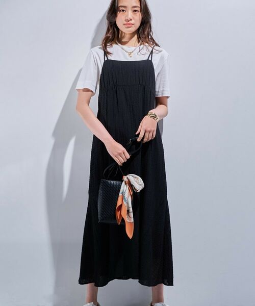 INDIVI / インディヴィ ワンピース | 【洗える/凹凸素材】シャーリング調素材キャミワンピース | 詳細4