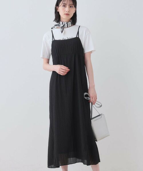 INDIVI / インディヴィ ワンピース | 【洗える/凹凸素材】シャーリング調素材キャミワンピース | 詳細6