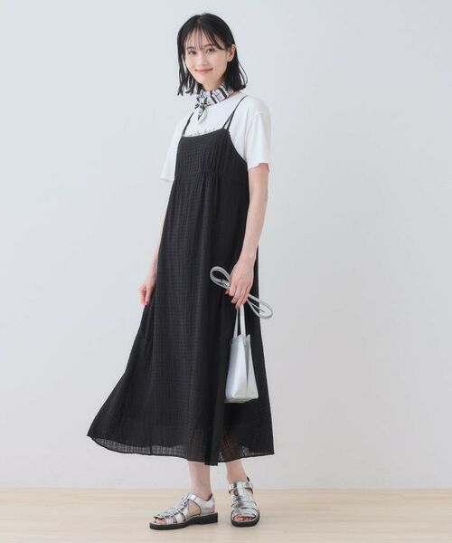 INDIVI / インディヴィ ワンピース | 【洗える/凹凸素材】シャーリング調素材キャミワンピース | 詳細8