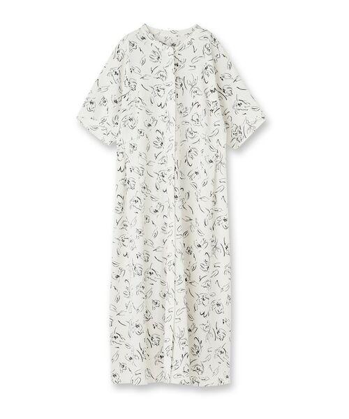 INDIVI / インディヴィ ミニ丈・ひざ丈ワンピース | 【洗える／UVケア／羽織り可能】フラワー柄前あきワンピース | 詳細1