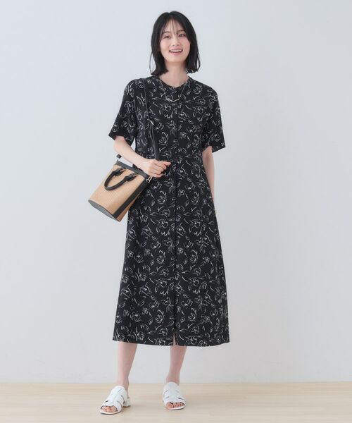 INDIVI / インディヴィ ミニ丈・ひざ丈ワンピース | 【洗える／UVケア／羽織り可能】フラワー柄前あきワンピース | 詳細12