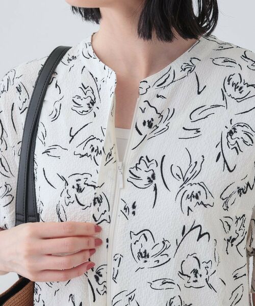 INDIVI / インディヴィ ミニ丈・ひざ丈ワンピース | 【洗える／UVケア／羽織り可能】フラワー柄前あきワンピース | 詳細18