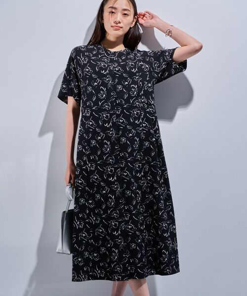 INDIVI / インディヴィ ミニ丈・ひざ丈ワンピース | 【洗える／UVケア／羽織り可能】フラワー柄前あきワンピース | 詳細6