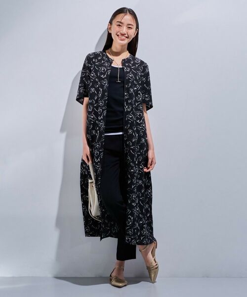 INDIVI / インディヴィ ミニ丈・ひざ丈ワンピース | 【洗える／UVケア／羽織り可能】フラワー柄前あきワンピース | 詳細7