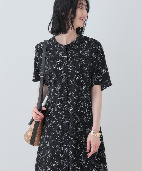INDIVI / インディヴィ ミニ丈・ひざ丈ワンピース | 【洗える／UVケア／羽織り可能】フラワー柄前あきワンピース | 詳細9