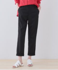 INDIVI / インディヴィ ショート・ハーフ・半端丈パンツ | 【洗える／高ストレッチ】クロップド丈サテンテーパードパンツ