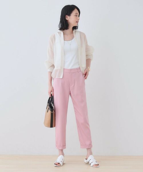 INDIVI / インディヴィ ショート・ハーフ・半端丈パンツ | 【洗える／高ストレッチ】クロップド丈サテンテーパードパンツ | 詳細16