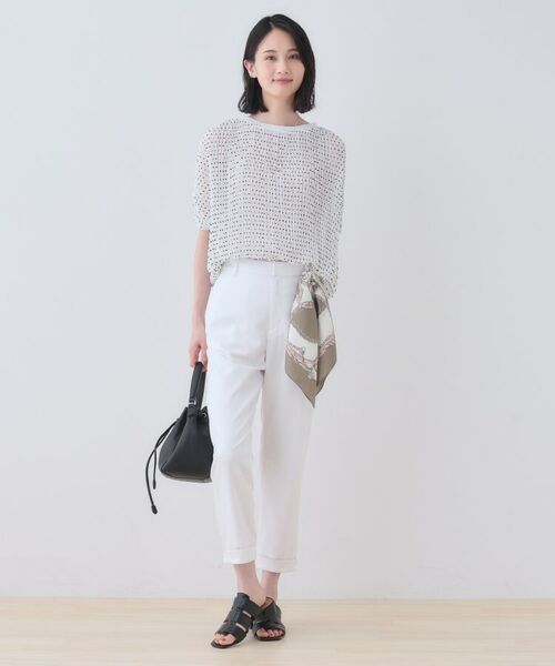 INDIVI / インディヴィ ショート・ハーフ・半端丈パンツ | 【洗える／高ストレッチ】クロップド丈サテンテーパードパンツ | 詳細4