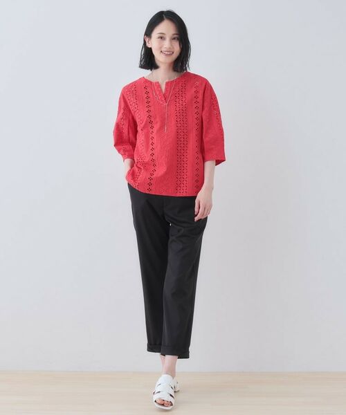 INDIVI / インディヴィ ショート・ハーフ・半端丈パンツ | 【洗える／高ストレッチ】クロップド丈サテンテーパードパンツ | 詳細8