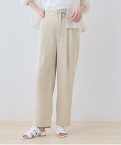 INDIVI / インディヴィ パンツ | 【洗える／UVケア／サッシュベルト付】ストライプ柄サテンテーパードパンツ