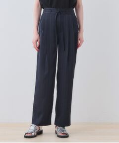 INDIVI / インディヴィ パンツ | 【洗える／UVケア／サッシュベルト付】ストライプ柄サテンテーパードパンツ