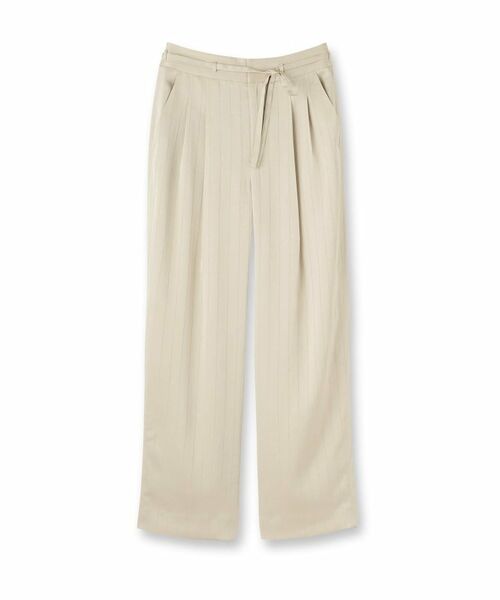 INDIVI / インディヴィ パンツ | 【洗える／UVケア／サッシュベルト付】ストライプ柄サテンテーパードパンツ | 詳細1