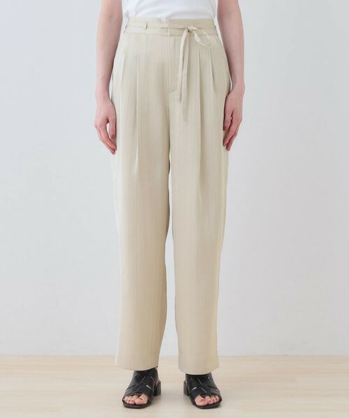 INDIVI / インディヴィ パンツ | 【洗える／UVケア／サッシュベルト付】ストライプ柄サテンテーパードパンツ | 詳細10