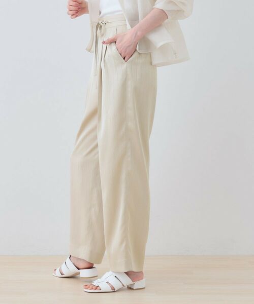 INDIVI / インディヴィ パンツ | 【洗える／UVケア／サッシュベルト付】ストライプ柄サテンテーパードパンツ | 詳細3