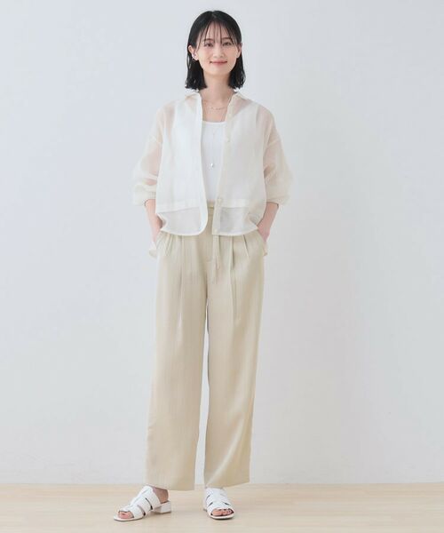 INDIVI / インディヴィ パンツ | 【洗える／UVケア／サッシュベルト付】ストライプ柄サテンテーパードパンツ | 詳細4