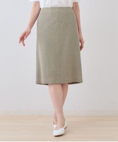 INDIVI / インディヴィ ミニ・ひざ丈スカート | 【日本製】リネンライクセミフレアースカート