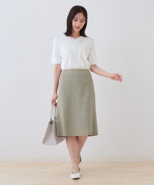 INDIVI / インディヴィ ミニ・ひざ丈スカート | 【日本製】リネンライクセミフレアースカート | 詳細7