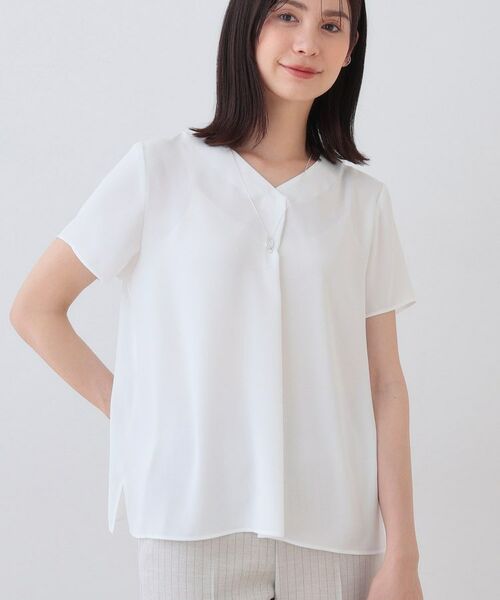 INDIVI/インディヴィ 【洗える/通勤】タックブラウス ホワイト(001) 34(S) INDIVI/インディヴィ 【洗える/通勤】タックブラウス ホワイト(001) 34(S)