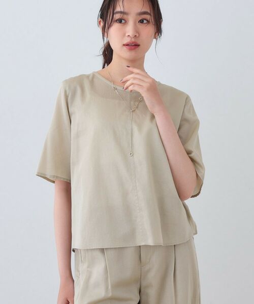 INDIVI/インディヴィ 【日本製/SETUP可能】ガーゼ素材Tブラウス ベージュ(052) 38(M) INDIVI/インディヴィ 【日本製/SETUP可能】ガーゼ素材Tブラウス ベージュ(052) 38(M)