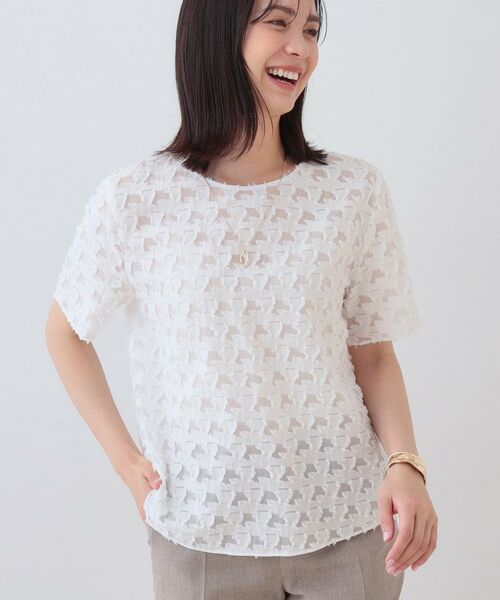 INDIVI / インディヴィ シャツ・ブラウス | 【日本製/コットン混】ジャカードブラウス(ホワイト(001))