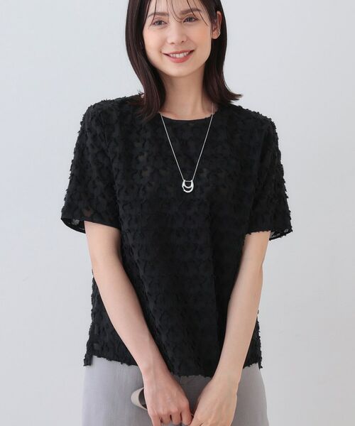 INDIVI / インディヴィ シャツ・ブラウス | 【日本製/コットン混】ジャカードブラウス(ブラック(019))