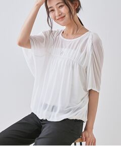 INDIVI / インディヴィ カットソー | 【洗える／体型カバー】シャーリングシアートップス