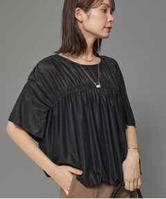 INDIVI / インディヴィ カットソー | 【洗える／体型カバー】シャーリングシアートップス