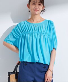 INDIVI / インディヴィ カットソー | 【洗える／体型カバー】シャーリングシアートップス