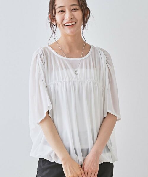 INDIVI / インディヴィ カットソー | 【洗える／体型カバー】シャーリングシアートップス | 詳細2