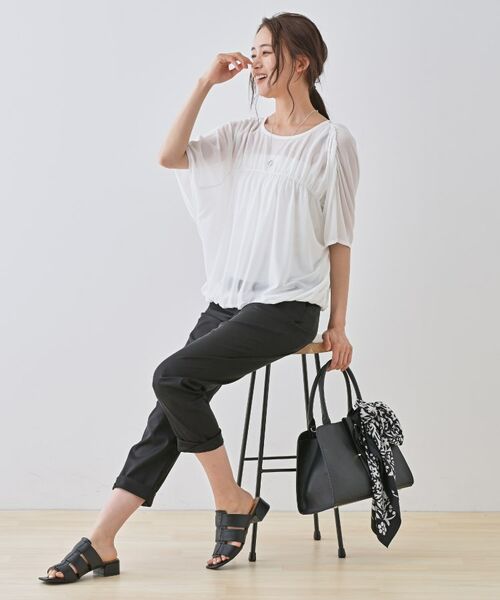 INDIVI / インディヴィ カットソー | 【洗える／体型カバー】シャーリングシアートップス | 詳細4