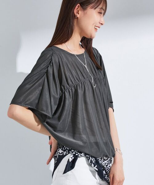 INDIVI / インディヴィ カットソー | 【洗える／体型カバー】シャーリングシアートップス | 詳細6