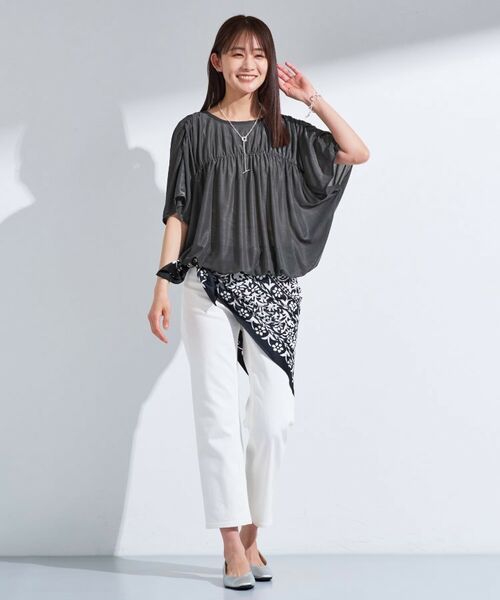 INDIVI / インディヴィ カットソー | 【洗える／体型カバー】シャーリングシアートップス | 詳細8