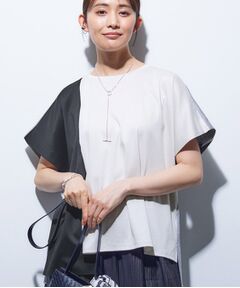 INDIVI / インディヴィ Tシャツ | 【洗える／汗ジミ防止】バイカラー＆アシメヘム Tシャツ