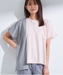 INDIVI / インディヴィ Tシャツ | 【洗える／汗ジミ防止】バイカラー＆アシメヘム Tシャツ