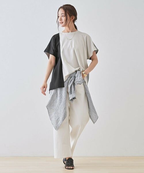 INDIVI / インディヴィ Tシャツ | 【洗える／汗ジミ防止】バイカラー＆アシメヘム Tシャツ | 詳細11