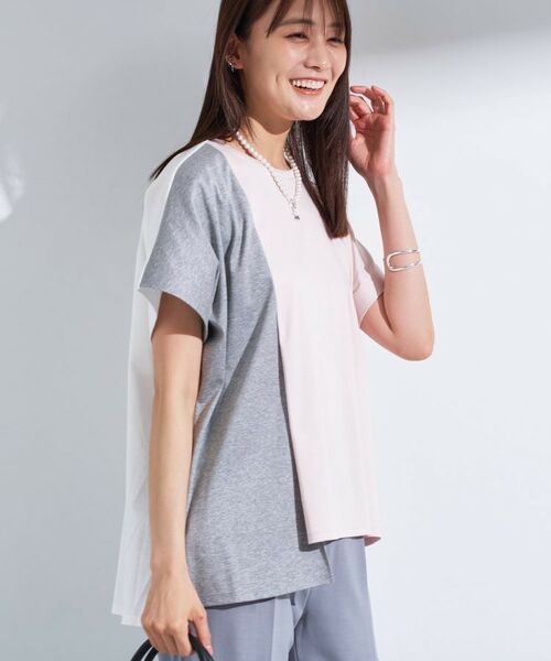 INDIVI / インディヴィ Tシャツ | 【洗える／汗ジミ防止】バイカラー＆アシメヘム Tシャツ | 詳細13
