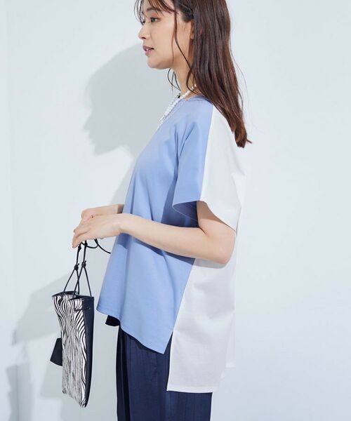 INDIVI / インディヴィ Tシャツ | 【洗える／汗ジミ防止】バイカラー＆アシメヘム Tシャツ | 詳細17