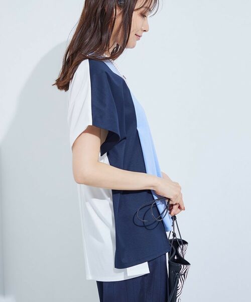 INDIVI / インディヴィ Tシャツ | 【洗える／汗ジミ防止】バイカラー＆アシメヘム Tシャツ | 詳細18