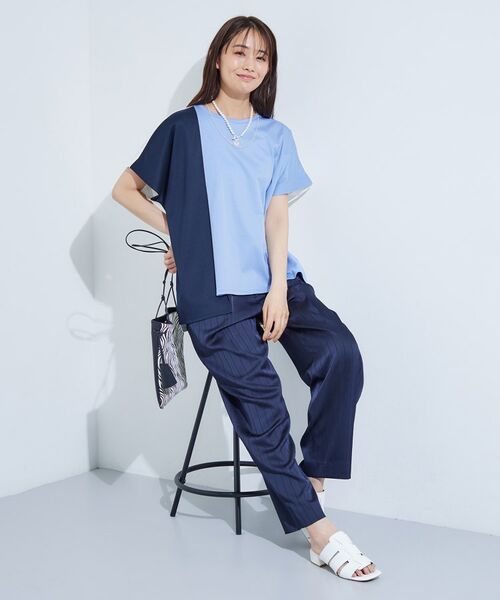 INDIVI / インディヴィ Tシャツ | 【洗える／汗ジミ防止】バイカラー＆アシメヘム Tシャツ | 詳細19