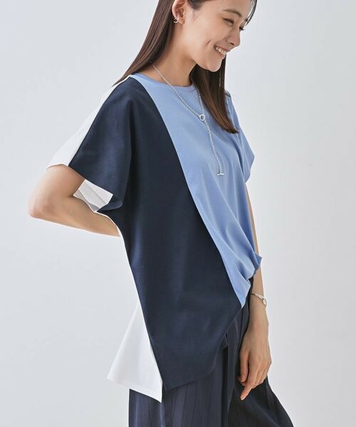 INDIVI / インディヴィ Tシャツ | 【洗える／汗ジミ防止】バイカラー＆アシメヘム Tシャツ | 詳細21